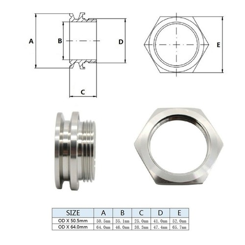 1.5"/2" Weldless Bulkhead Tri Clamp Kettle Bulkhead Stainless Steel SS304 - Picture 3 of 11