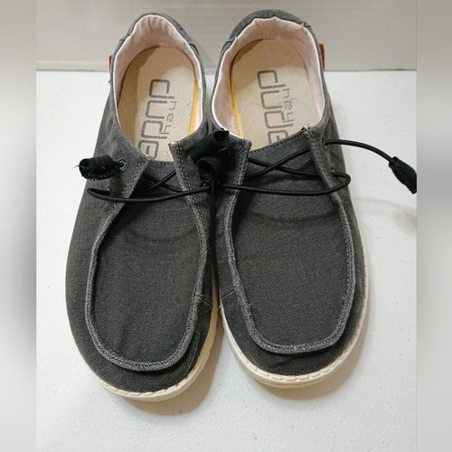 Mocasines sin cordones Hey Dude negros con costuras sin usar, en caja, talla 8 - Imagen 3 de 7