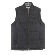 Weatherproof Flannel Lined Black Quilted Puffer Zip Sleeveless Vest Mens L