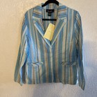 Denim & Co. QVC Stretch Seersucker Women's Multi Striped Jacket Sz Medium