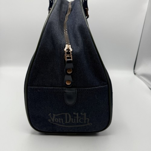 Von Dutch Bowlingtasche Glitzer blau Denim Beuteltasche Seesack Reißverschluss - authentisch - Bild 2 von 13