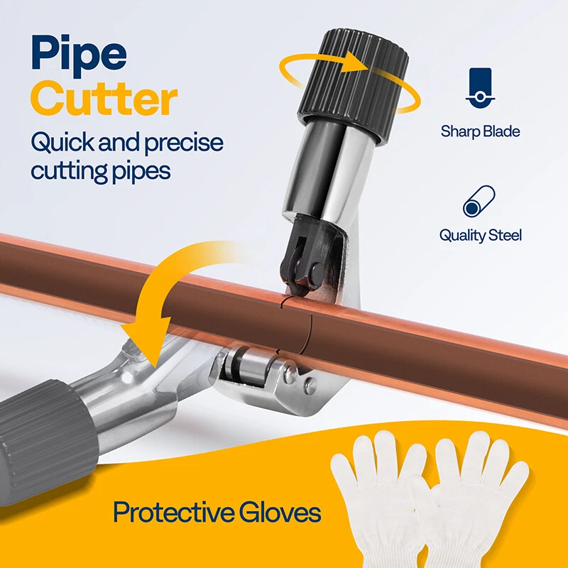 Copper Tube Fittings Crimping Tool w/ 1/2,3/4 & 1-inch Jaw Hydraulic Pipe Cutter - Image 3 of 4