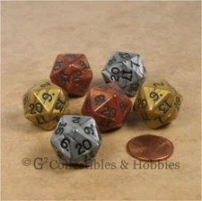 NEW Set of 6 Olympic D20 Dice Gold Silver Bronze RPG D&D Game Twenty Sided 20mm