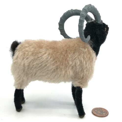 Wagner Kunstlerschutz Ram Mountain Sheep 5in Mohair Flocked Toy Figure Putz Box - Picture 2 of 10