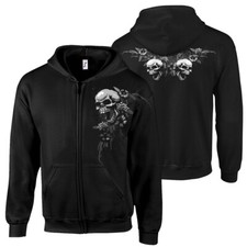 Kapuzenjacke "SKULLS & FLOWERS" Totenkopf Skull Tattoo Biker Metal Gothic Zipper