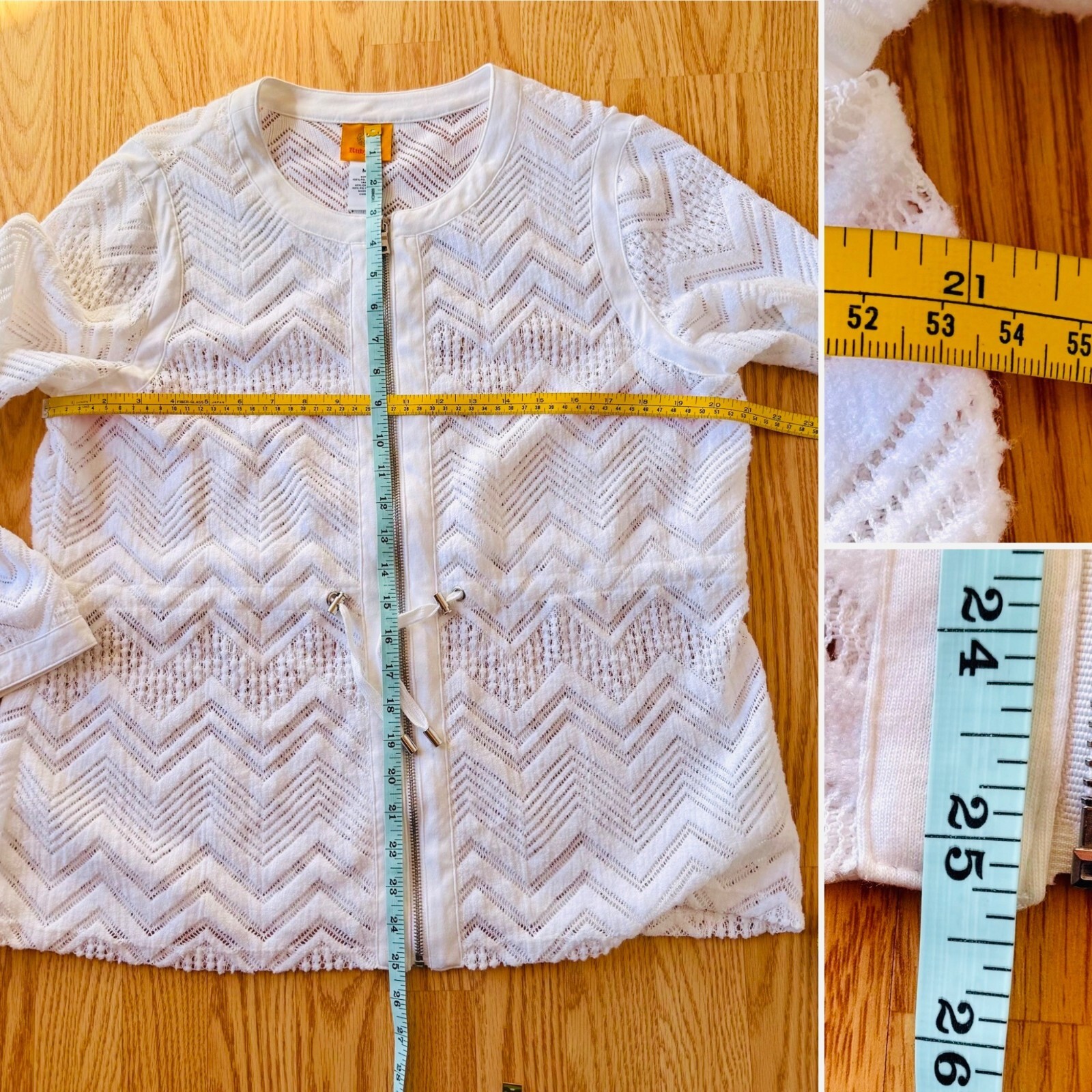 Ruby Rd White Lace Zip Jacket Size Medium Cardiga… - image 8