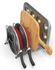 Lot Of 2 Simple Houseware Cabinet Pot and Pan Organizer Holder Rack, Chrome Cook