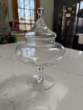 Vintage Clear Apothecary Jar/Candy Dish Etched Floral