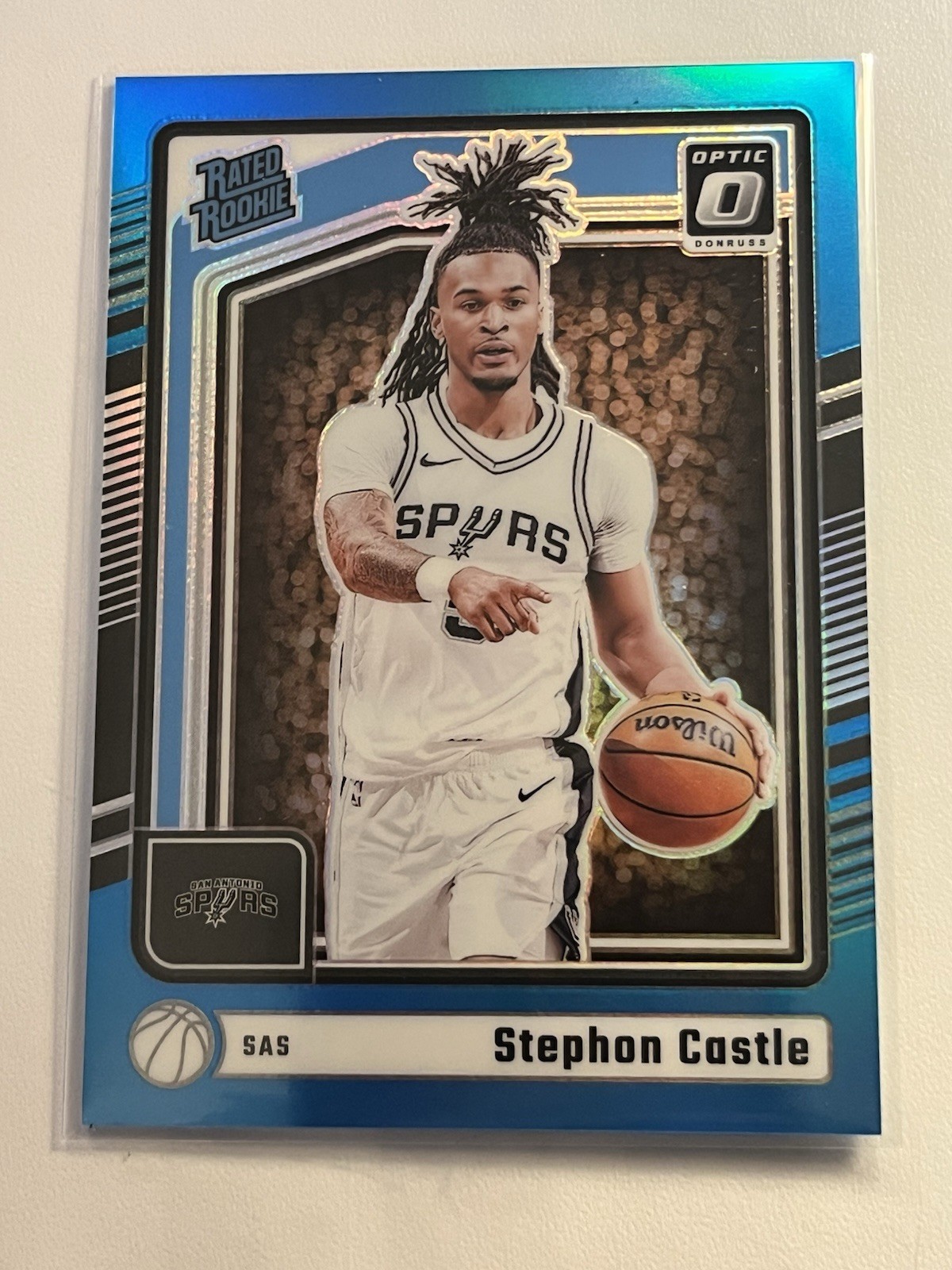 2024-25 Donruss Optic Rated Rookie Stephon Castle 254 Aqua Prizm /225 Very Clean