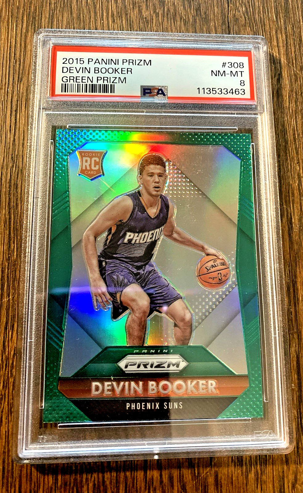 Devin Booker 2015 Rookie Card Green Prizm #308 PSA 8 Phoenix Suns