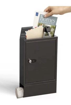 Wall-Mount Outdoor Mailbox, Galvanized Steel, Locking Letter Drop Box