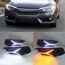 Drl Led For 16-18 Honda Civic Daytime Running Light Fog Lamps Wturn Signal A