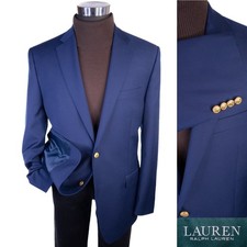 Lauren Ralph Lauren Blazer Sport Jacket Mens 42L Royal Blue Wool Gold Buttons