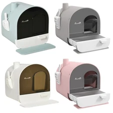 PawHut Cat Litter Box with Lid, Covered Litter Box with Scoop Filter, Green