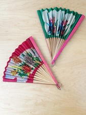 Hand Fan Made in Taiwan, Republic of China imprinted, design on paper, wood 8" l