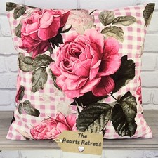 VINTAGE SHABBY CHIC PEONY ROSE CUSHIONS COTTAGE FLORAL PINK VELVET CUSHIONS GIFT