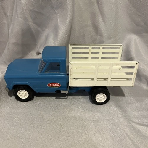 Vintage Tonka Blue Jeep Stake Bed Dump Farm Truck - Amazing Condition