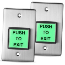2 Pcs Push to Exit Button Indoor Green Square Request to Exit Button Stainless