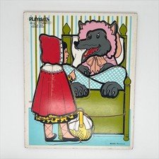 Vintage 1980s Playskool Little Red Riding Hood 12 Piece Wooden Puzzle