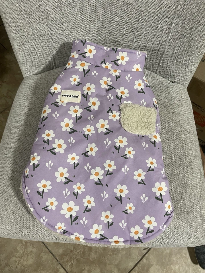 Acogedor chaleco polar reversible Sniff & Bark púrpura margarita talla mediana Foto 2 de 2