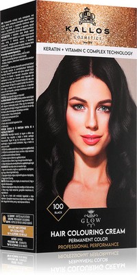 Kallos Glow Lasting Cream Colour permanent hair dye colour Black 60 ml