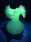 Fenton  Blue Overlay Bubble Optic Vase -1961-1962 Glows under 365 UV Light