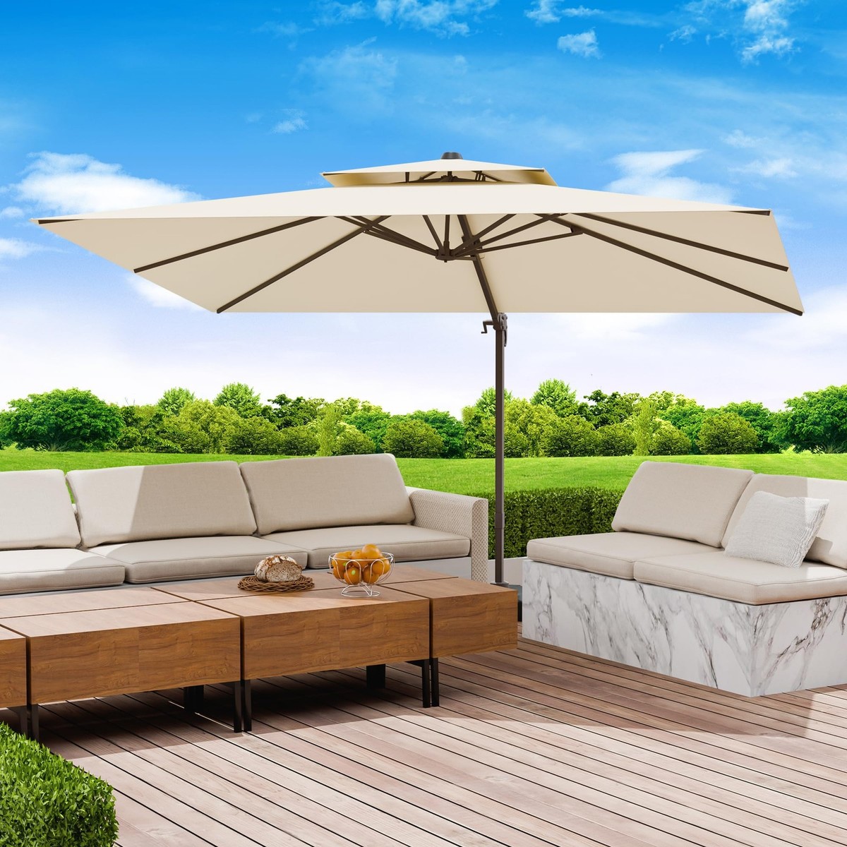 4 piece patio umbrella base Best Choice Products 4-Piece Cantilever Offset Patio Umbrella Base Stand, Fills Up to 160lbs w/ Carry Handles