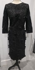 DAVID MEISTER Black Nude Sheer Embroidered Lace Illusion Yoke Sleeves Dress 10