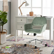 Velvet Office Chair Ergonomic Mid Back Swivel Caster Gas Lift Computer Pad Seat