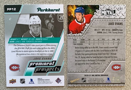 2020-21 Parkhurst & Metal - JAKE EVANS PP12 Prominent Prospects, Metal 131 - Picture 2 of 2