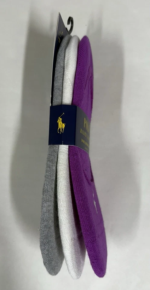 NUEVO CON ETIQUETAS POLO 3 Prs Para mujeres Talla 4-10.5 Multicolor Zapatilla Forro No Show Calcetines Foto 4 de 4