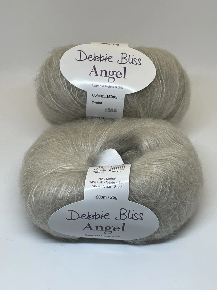 Lote de 2 novelos de fios Debbie Bliss ANGEL. Cor # 15005 Mohair Seda Usado LEIA - Imagem 3 de 4