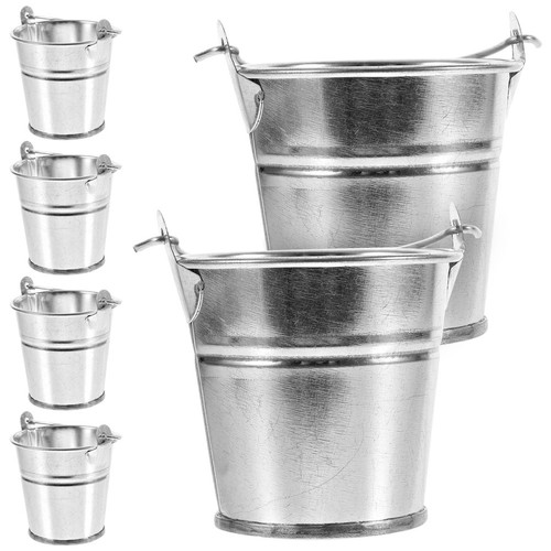 6Pcs Mini Metal Buckets Ice Buckets with Handles Iron Chip Fry Serving Buckets - Zdjęcie 1 z 12