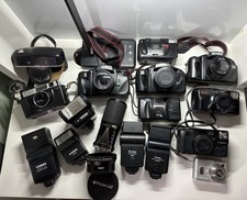 Vintage Camera Bundle Job Lot Mixed Condition Untested- Olympus Canon Cobra Etc