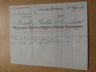 Edinburgh Stationers Invoice.