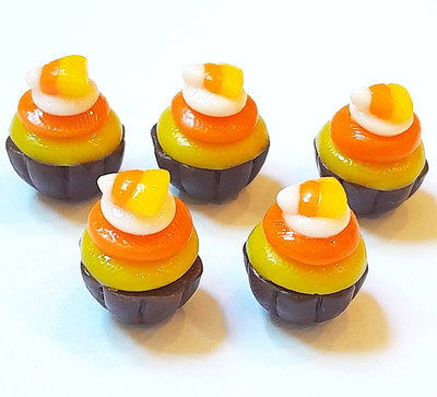 100 Dollhouse Miniature Candy Corn Cupcakes*Doll Mini Bakery Food Cake Wholesale