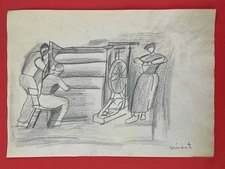 Vincent van Gogh Drawing on paper (Handmade) signed and stamped