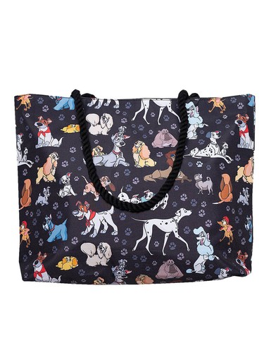 101 Dalmatians Paw Prints Dogs Travel Rope Tote Bag Carry-On Black Disney - Bild 2 von 7