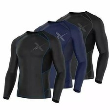 Mens Compression Armour Base Layer Top Long Sleeve Thermal Gym Sports Shirts UK