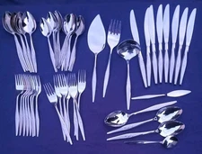 56 piece Set Oneida Community WOODMERE Wheat Stainless Flatware Serves 8 1970’s