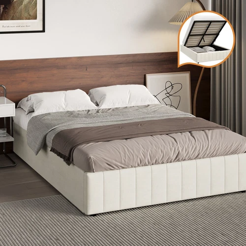 Oikiture Bed Frame Queen Double King Single Gas Lift Storage Base Velvet FURB - Picture 1 of 35