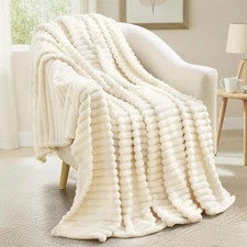 decorUhome Christmas Soft Fleece Cream White Throw (50 x 60), 