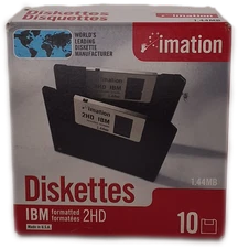 Imation 3.5" Floppy Diskettes 1.44MB IBM Formatted 2HD 10-Pack New Sealed