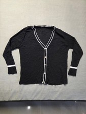 Women's Cardigan Winter Sweater Black Button Up V Neck Long Sleeves Relaxed Fit