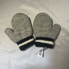 The Children's Place Boys' Striped Knit Mittens Gray Winter Warm