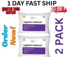 (2 Pack) Mainstays Comfort Complete Bed Pillows Standard/Queen Hypoallergenic So