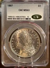1887-P Morgan Silver Dollar $1 90% Silver Coin CAC MS 63