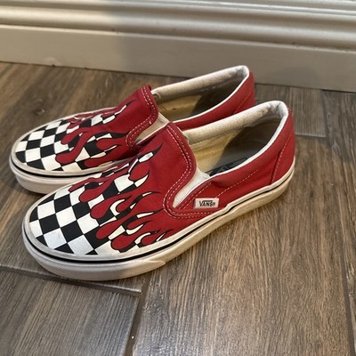 Vans Checker Flame Classic Slip On Shoes Men s Size 4 Women s 5.5