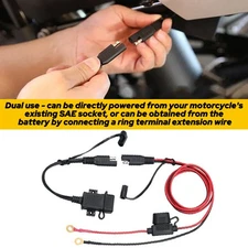 Motorcycle USB Charger Waterproof SAE to USB Cable Adapter Phone GPS Tablets US