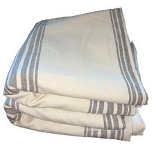 Pottery Barn Riviera Blackout Charcoal Stripe Window Curtains Drapes Panel 50x96